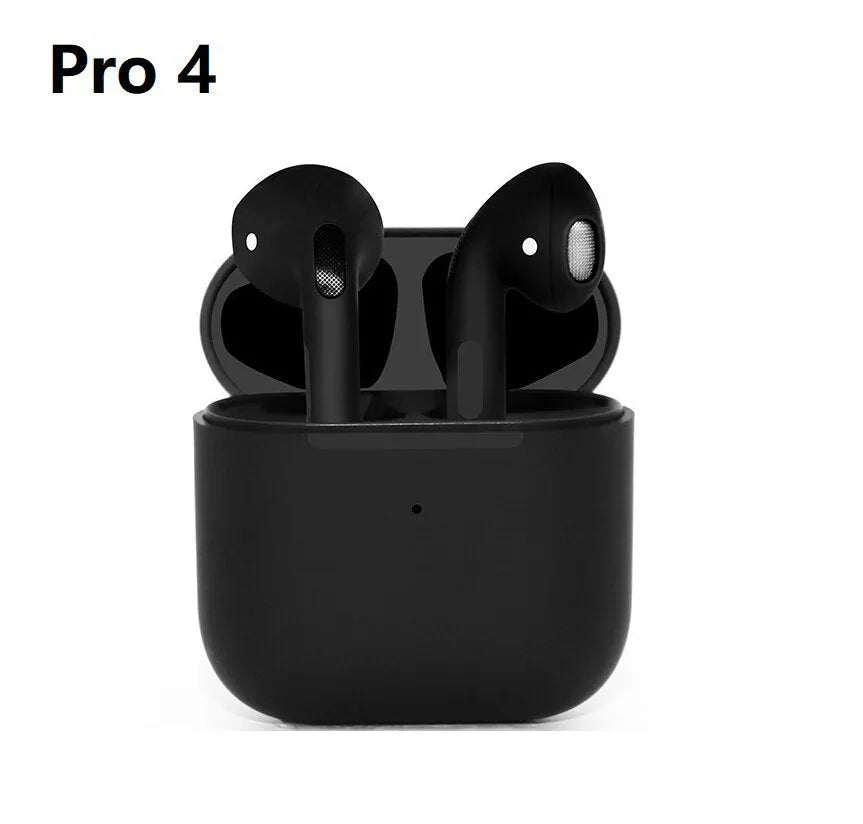 Pro4 White and Pro4 Black wireless in-ear sports Bluetooth headsets on a solid colour background.