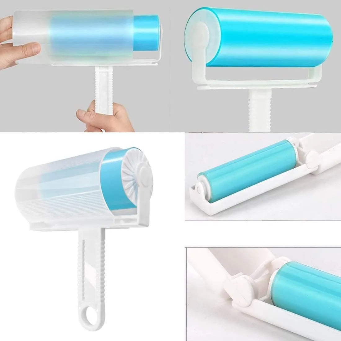 Washable reusable lint roller with protective cover for pet hair removal