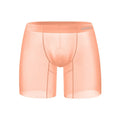 Men's low waist boxer shorts in orange ice silk fabric showing front and back views