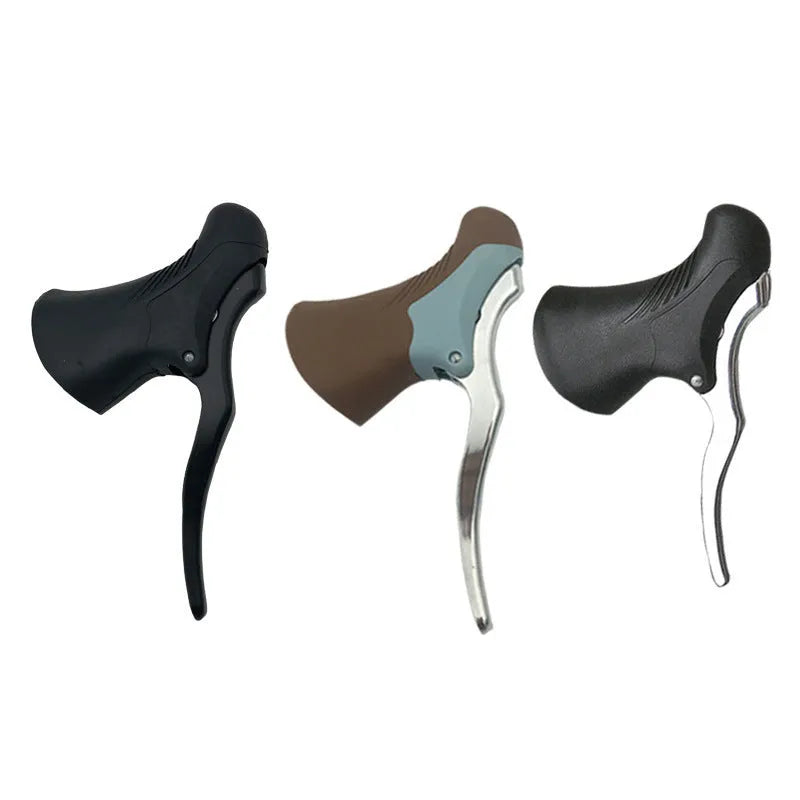 Aluminium alloy road bicycle brake handles for 22.2mm and 23.8mm handlebars in black or black and silver