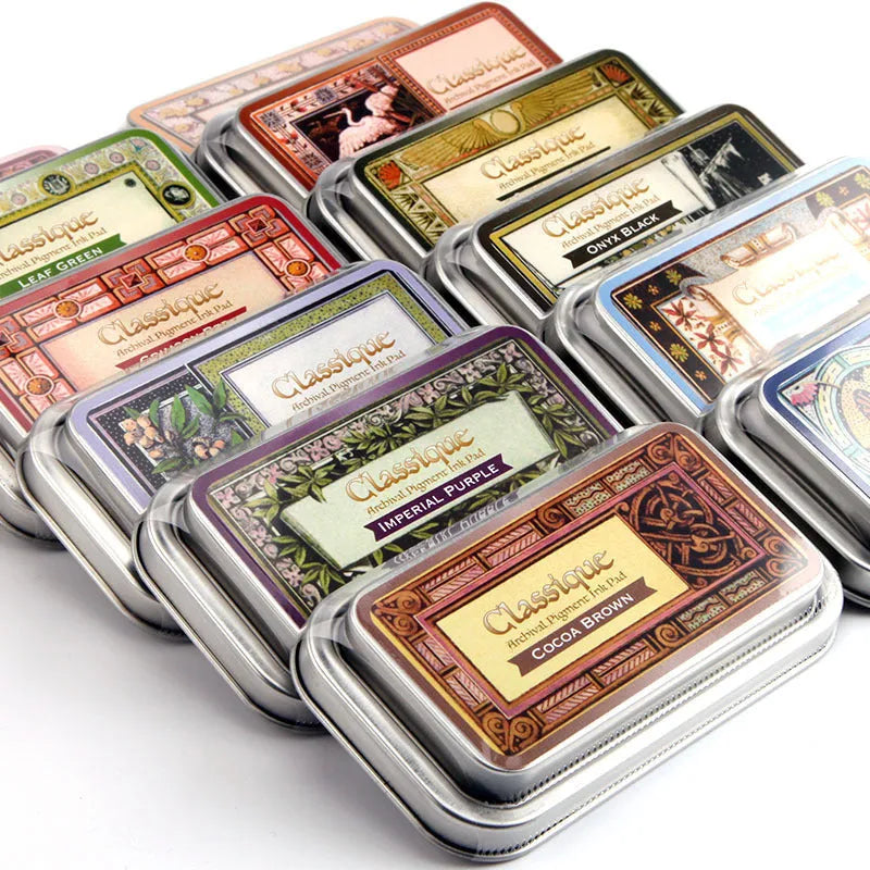 Rectangular oily stamp pad for DIY rubber stamps in five colours with quick-drying ink