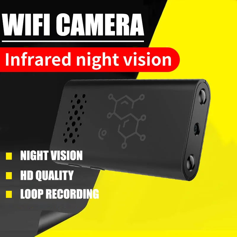 Black indoor smart security camera with 1080p HD video for WiFi and mobile phone baby monitoring.