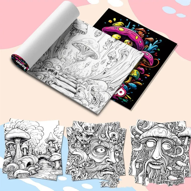 Acid Tour coloured painting book with a length of 200mm, open to show blank paper pages.