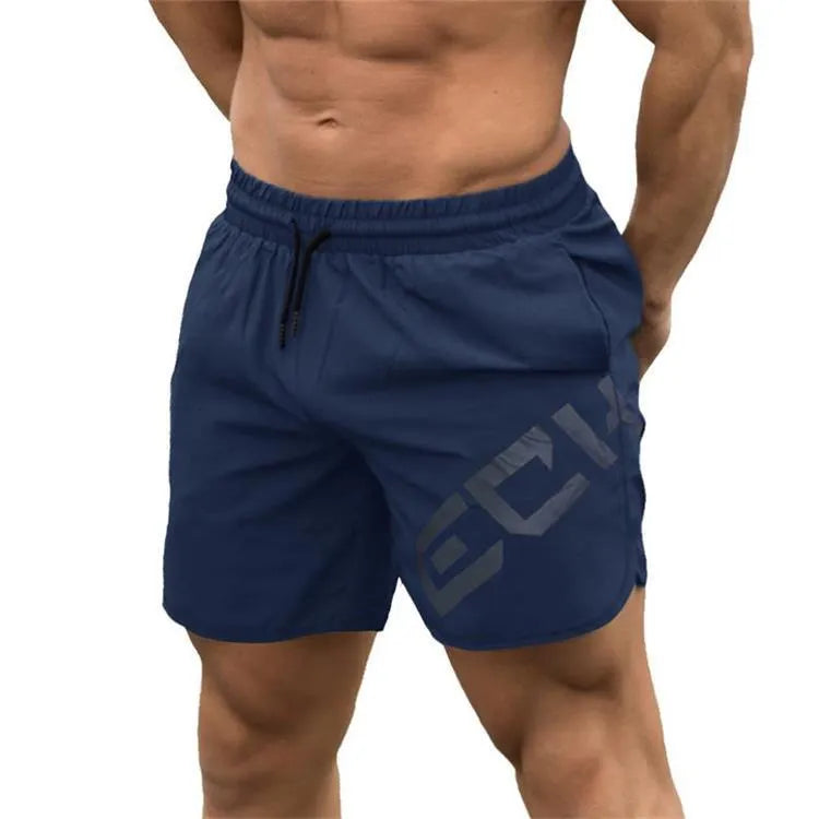 Men's black elastic running shorts with quick-dry fabric and knee-length design for summer training