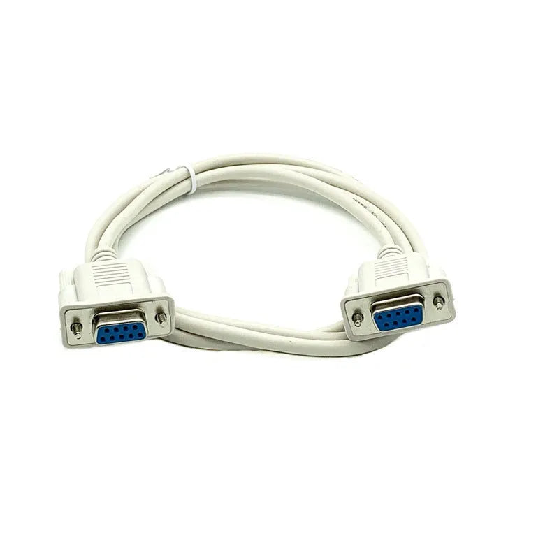 DB9 female to female RS232 serial cable, 1.5m length, milky white colour.