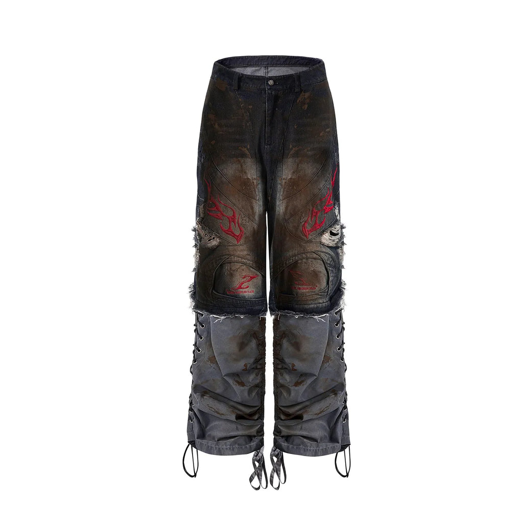 Men's retro jeans with detachable trouser legs in wide-leg loose fit