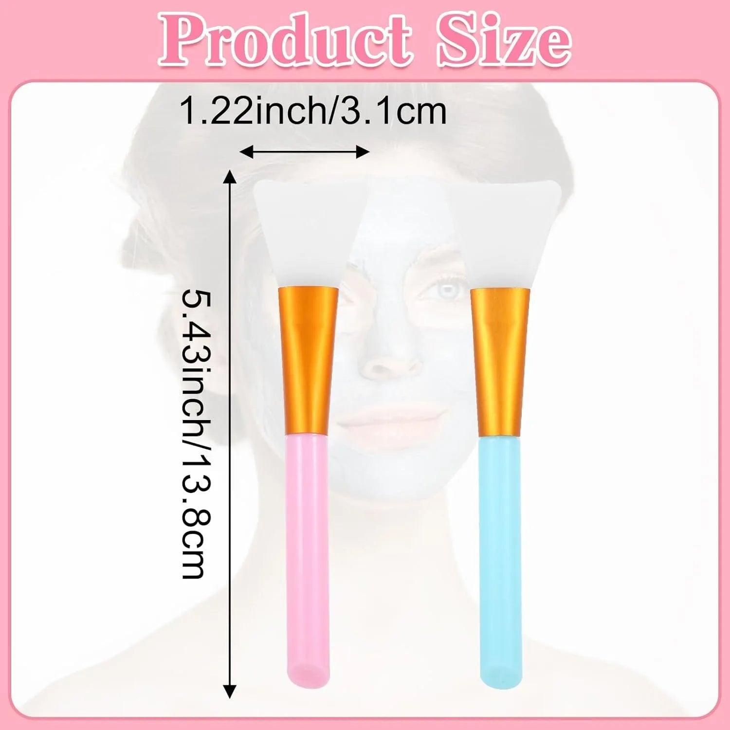 Reusable silicone face and body mask applicator spatula tool in one of six colours: black, blue, pink, rose red, white, or yellow.