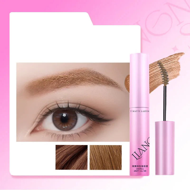 Velvet fog finish eyebrow cream in four natural shades including coconut palm milk coffee colour