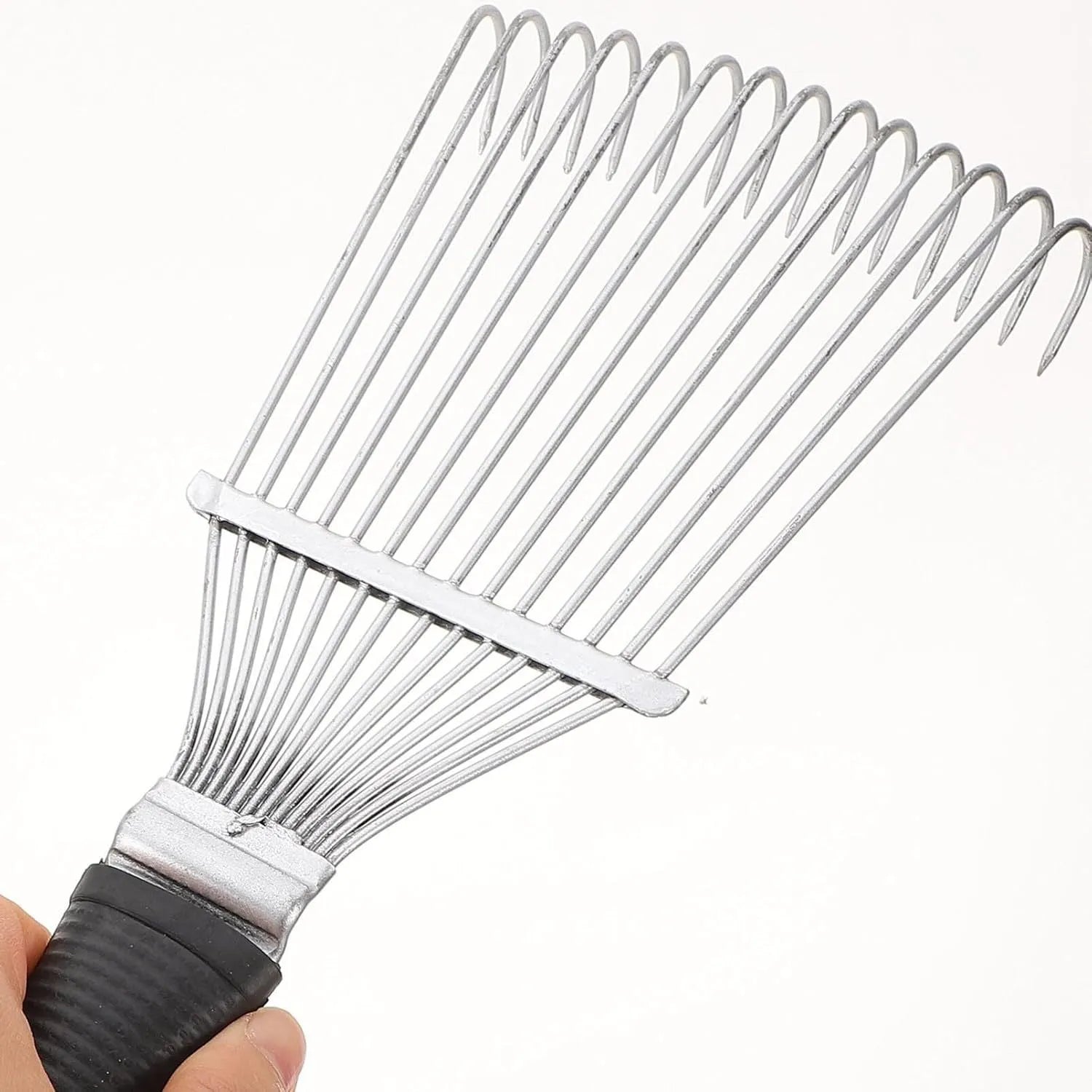 Black stainless steel horse grooming rake with metal comb teeth, measuring 33 cm long.