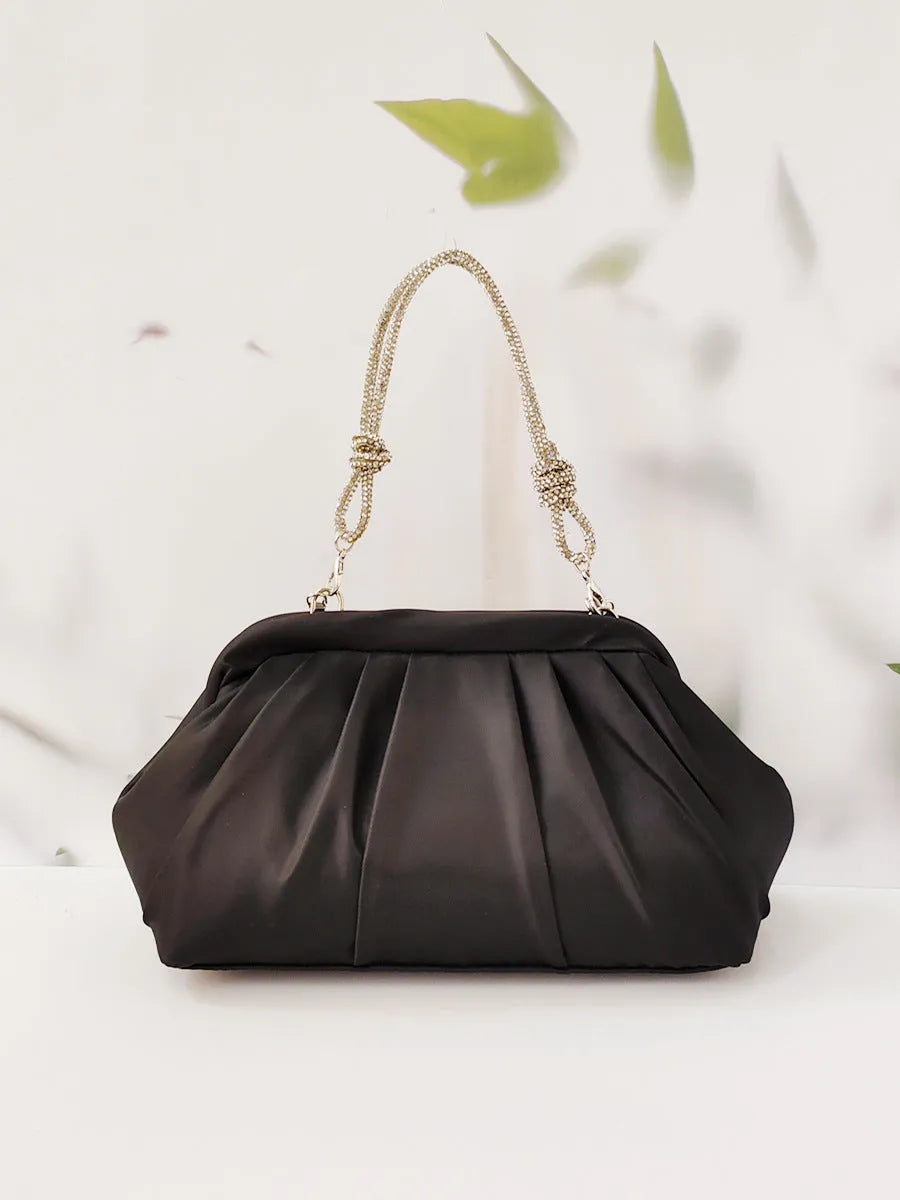 Women's soft polyester large-capacity shoulder messenger bag in black, rose red or lavender purple with document compartment