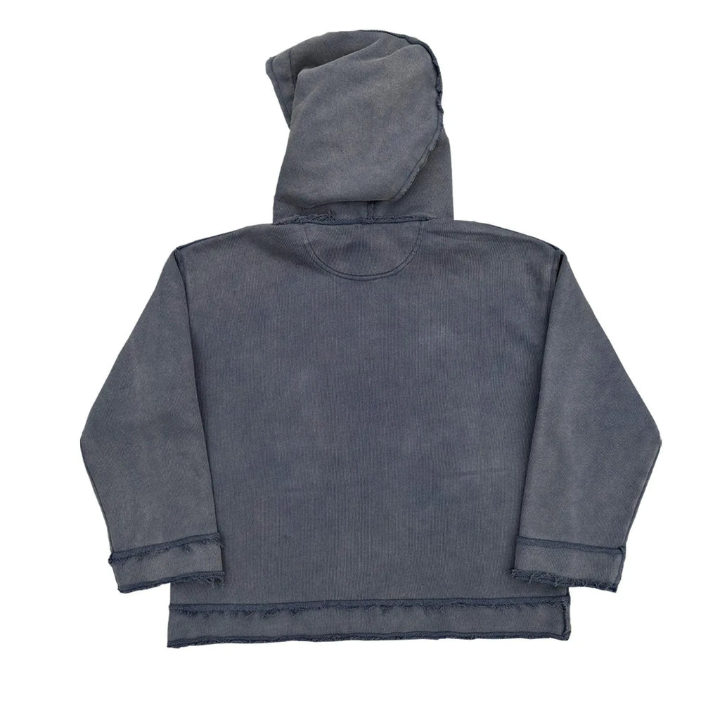 Dark blue hoodie with The Sun Also Rises graphic print, shown in sizes M, L, XL