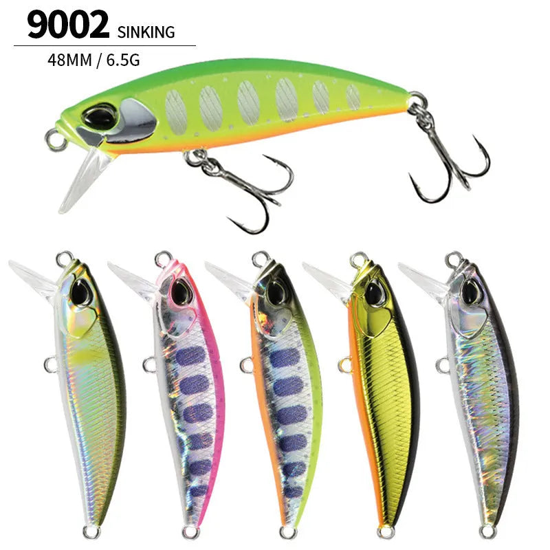 48mm Japanese submerged minnow fishing lure in multiple colour options for mandarin fish and snakehead