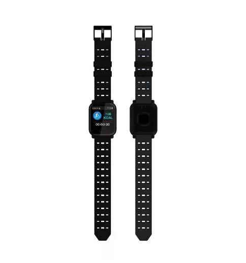 A6 smart bracelet with colour screen and silicone strap in black, blue, or orange options