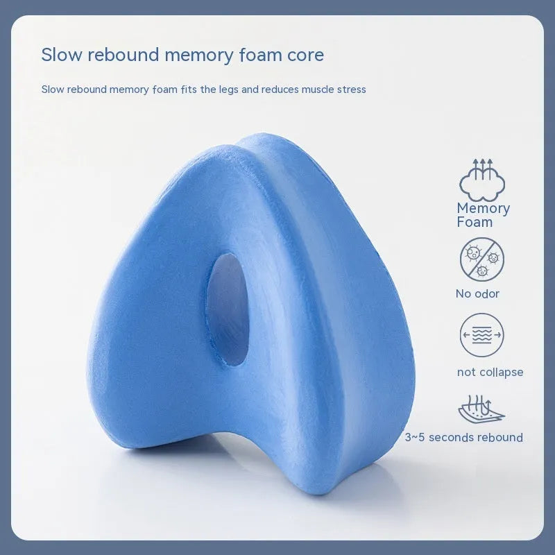 Love heart-shaped dark blue memory foam leg pillow for adult use