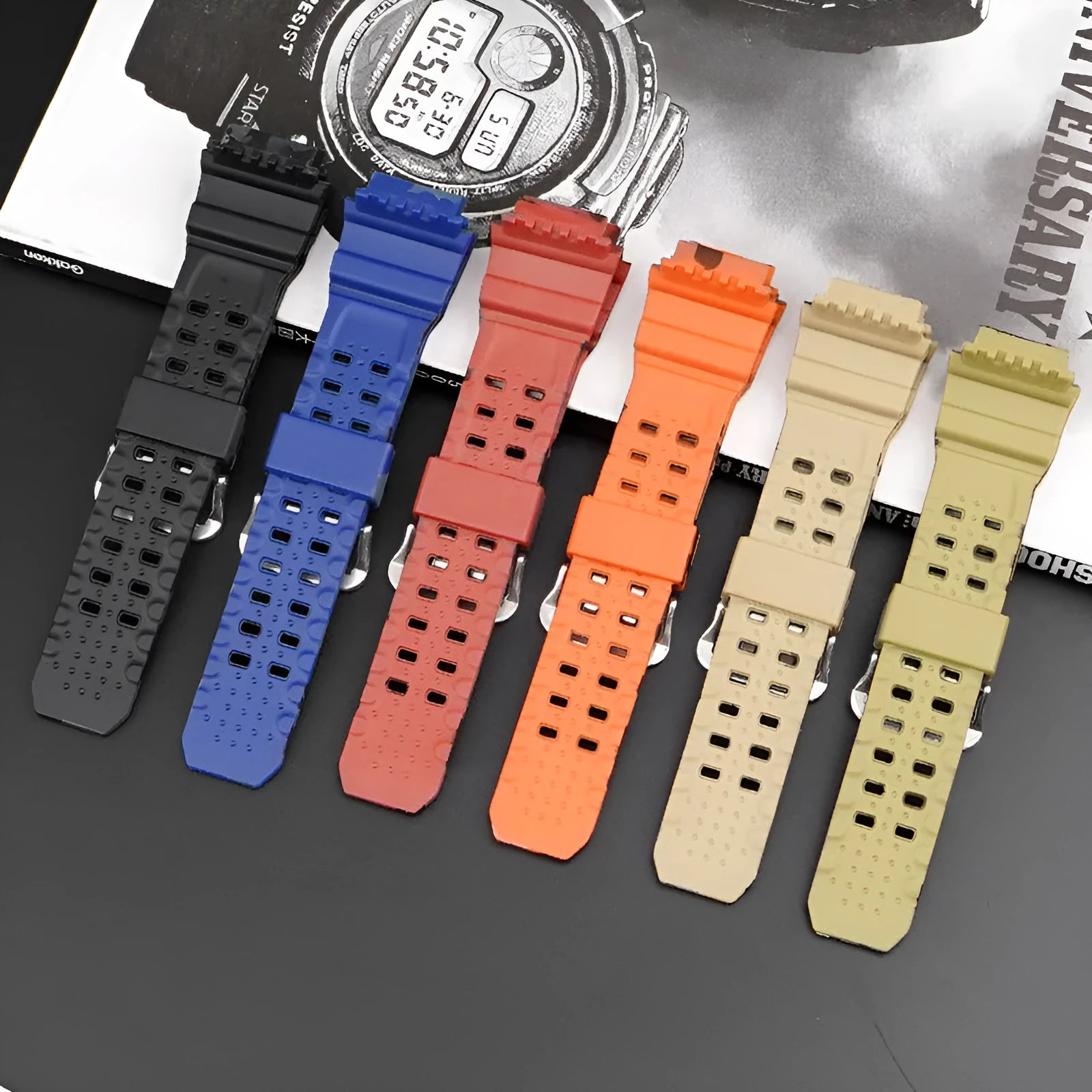 TPU camouflage pattern watch strap replacement band with silver buckle