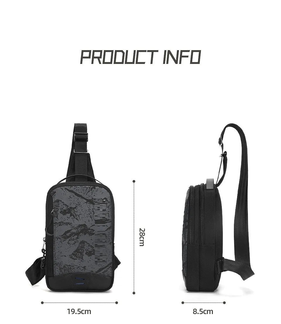 Casual black TPU camouflage chest bag with single shoulder strap and soft handle