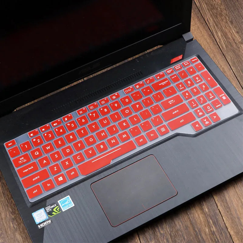ASUS Flight laptop keyboard protective film cover in multiple colour options showing translucent and gradient designs