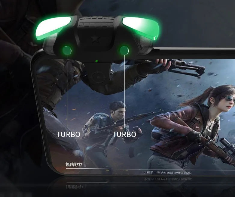 Black F5 wireless Bluetooth game controller for mobile phones showing compact 5cm width design