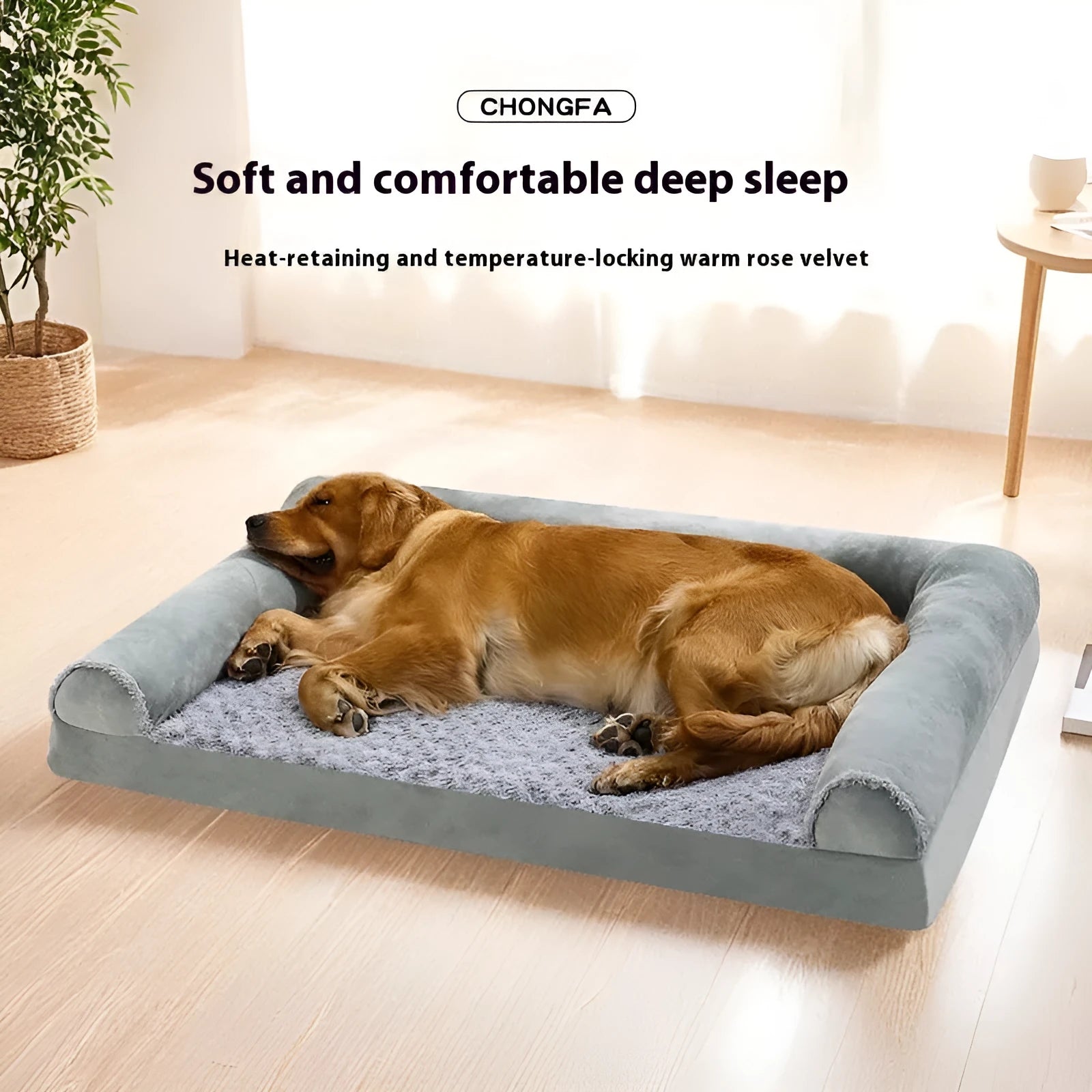 Light grey soft cloth dog kennel for a large dog, showing its enclosed design and spacious interior.
