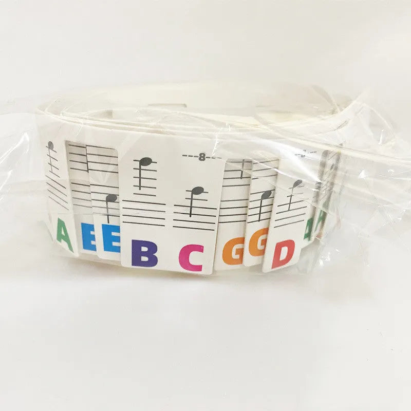 Piano keyboard stickers set with black notes and colour note bar stickers for 88-key instruments