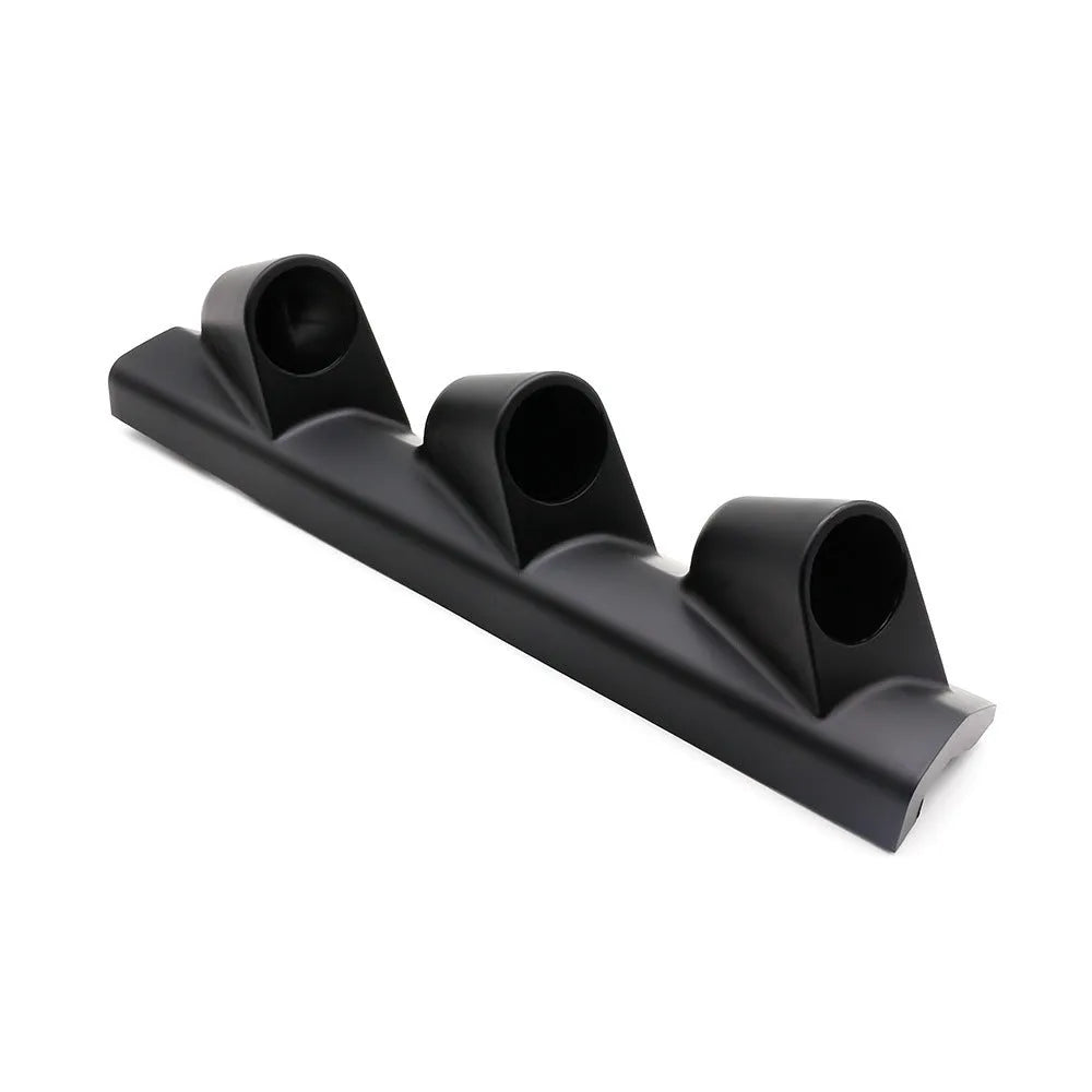 Black ABS instrument mounting bracket for 52mm car gauges with three-hole right-drive configuration