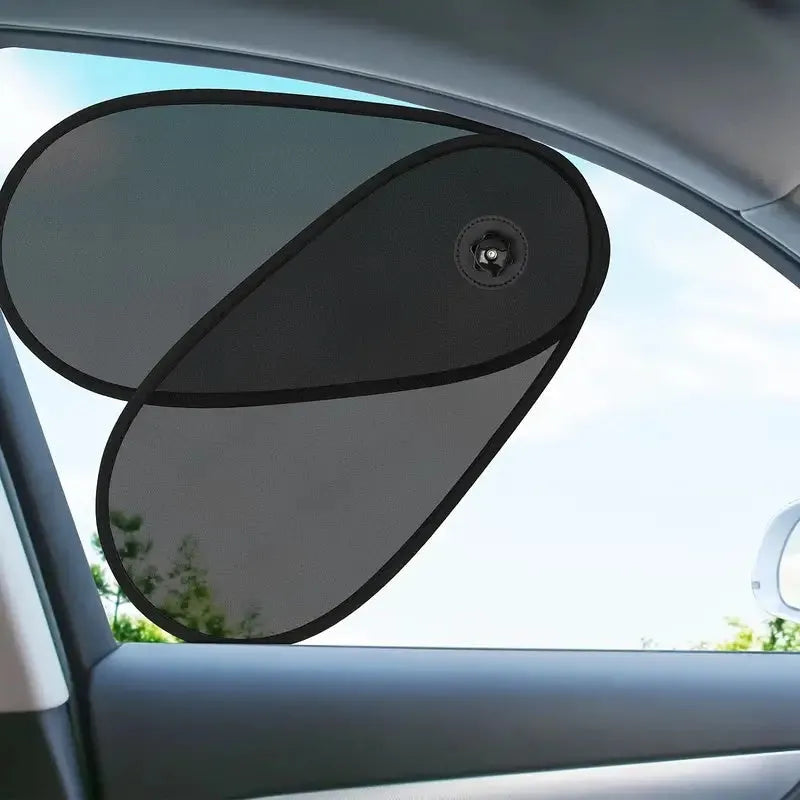 Breathable mesh car window shade with suction cups attached to side window