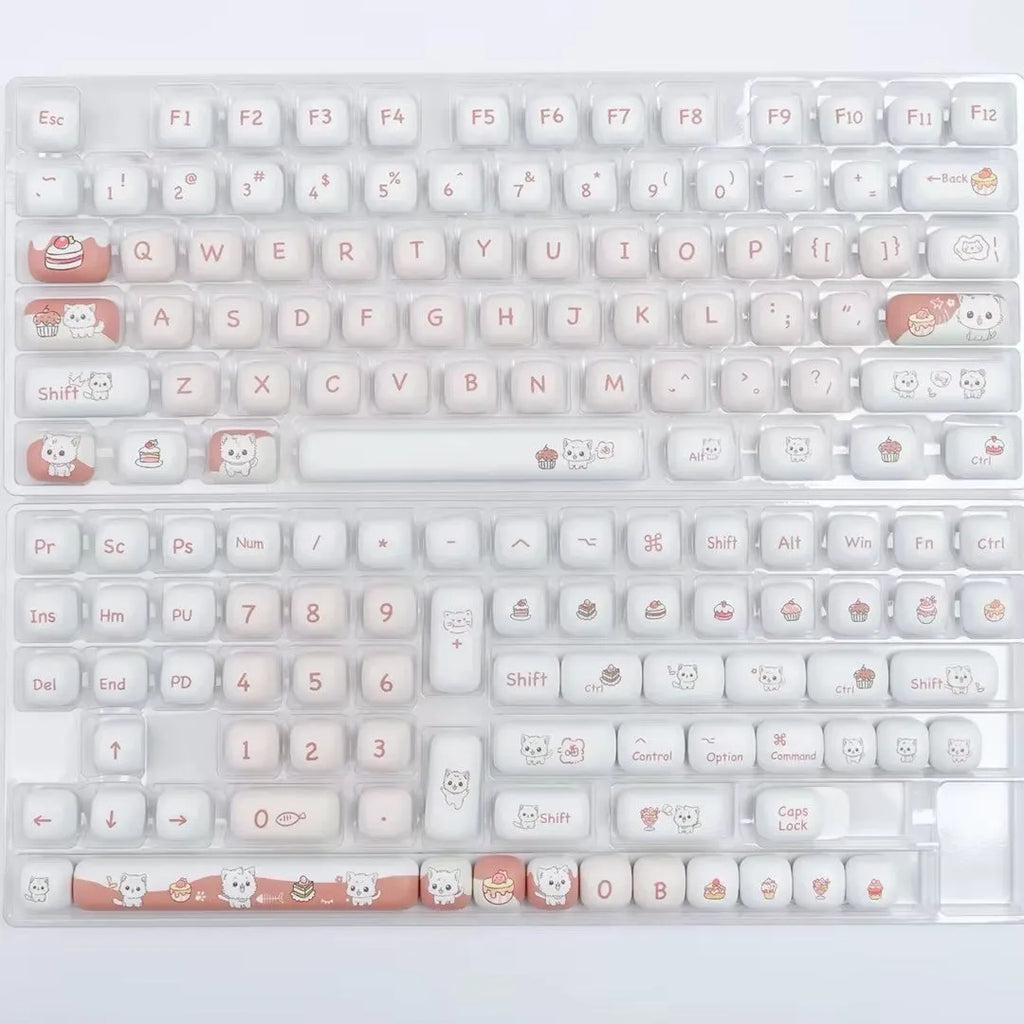 Colourful cartoon dessert cat mechanical keyboard key cap set with MOG round design