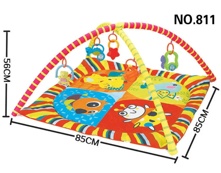 Baby gymnastic rack game blanket with velvet fabric crawling carpet in animal designs