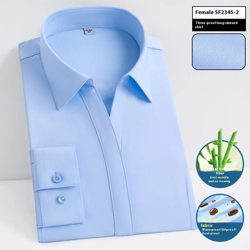 Men's slim fit bamboo fibre business shirt with square collar and long sleeves in solid colour