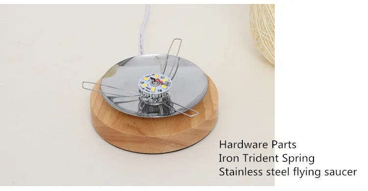 Sepak Takraw desk lamp made from hemp rope with solid wood base and LED light