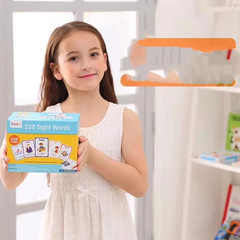 High frequency word card gift box set with 220 game cards and 5 workbooks for early childhood education