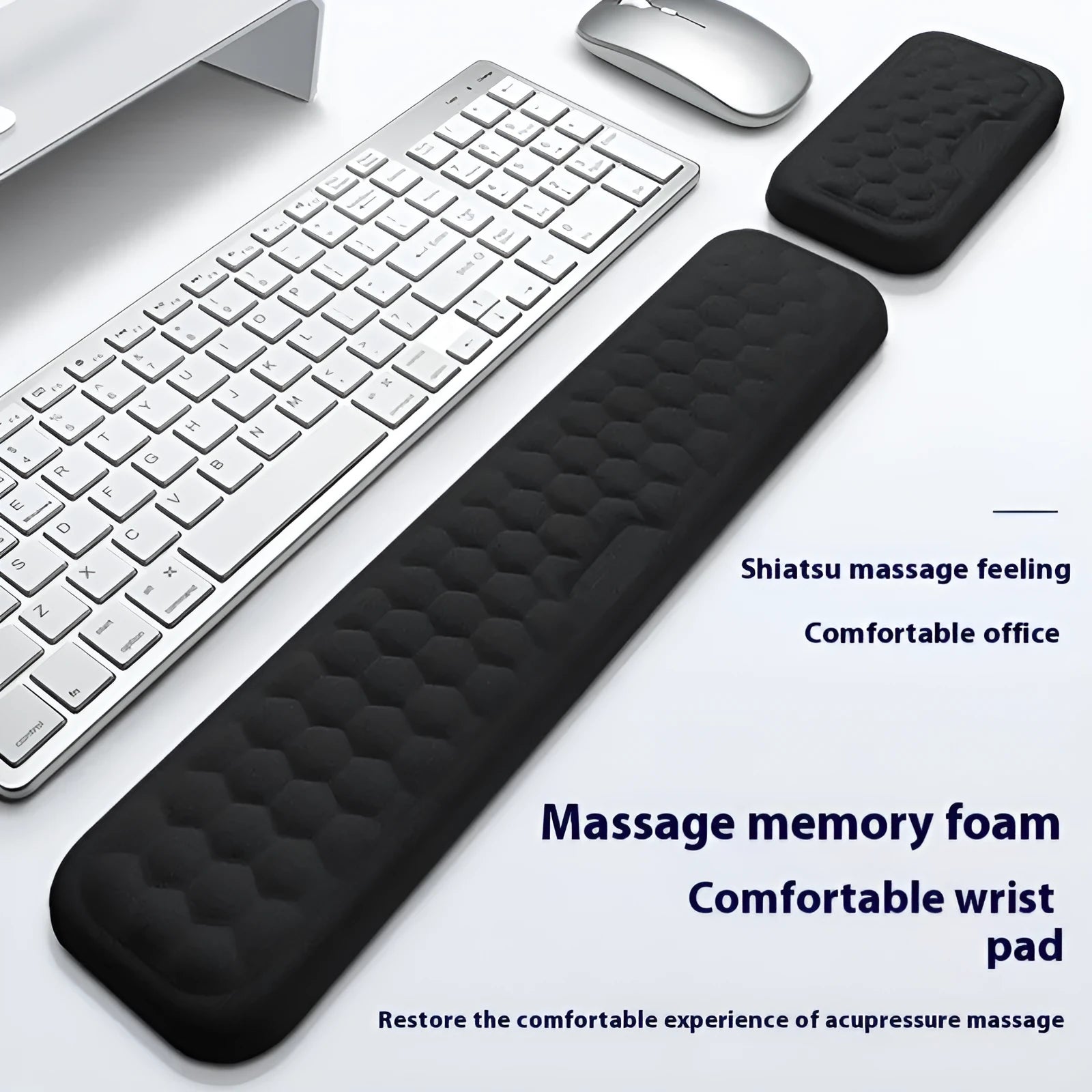 Memory cotton mouse wrist pad with silicone base in cloth or leather finish