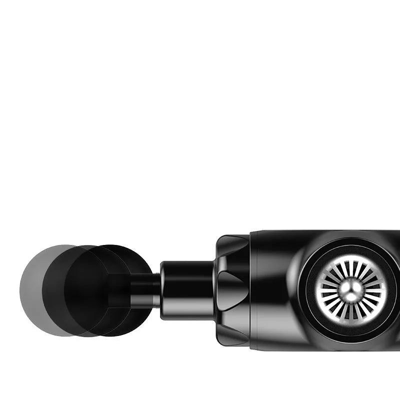 Black and white muscle relaxation massager with adjustable speed settings