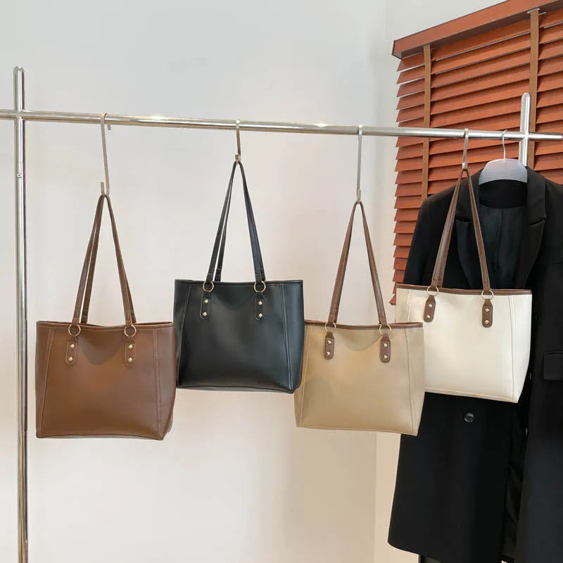 Korean style shoulder underarm bag in PU leather with sandwich pocket