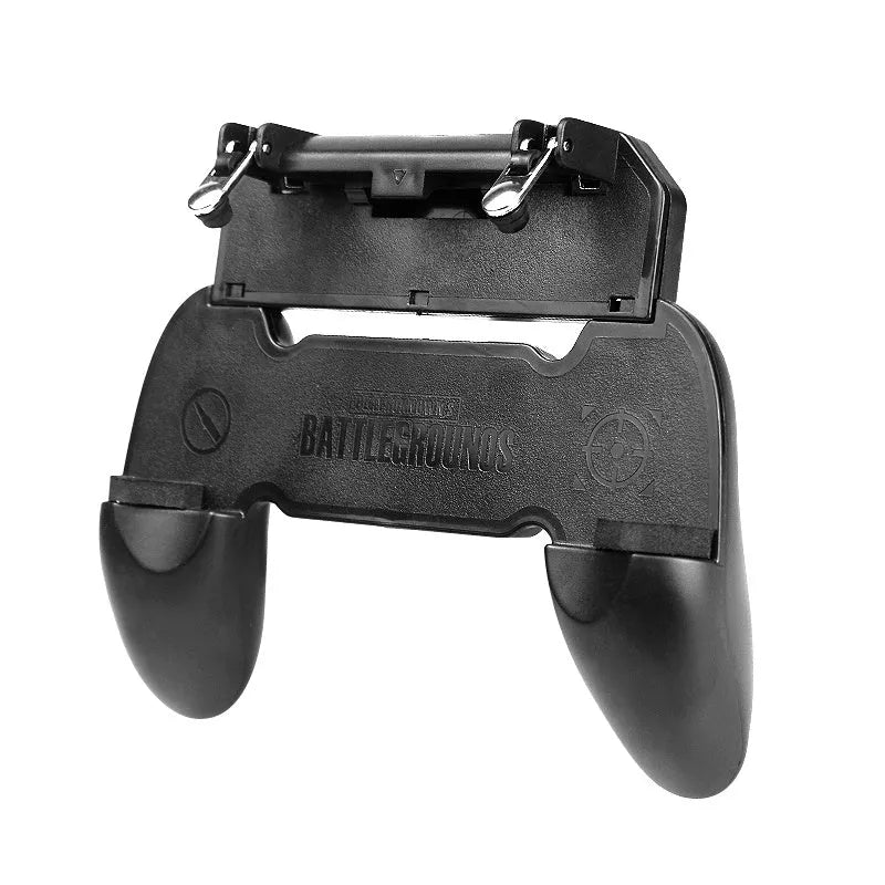 Mobile phone gaming handle with physical buttons attached to smartphone