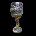 Red or gold stainless steel wine glass with a raised 3D dragon design and 200ml capacity.