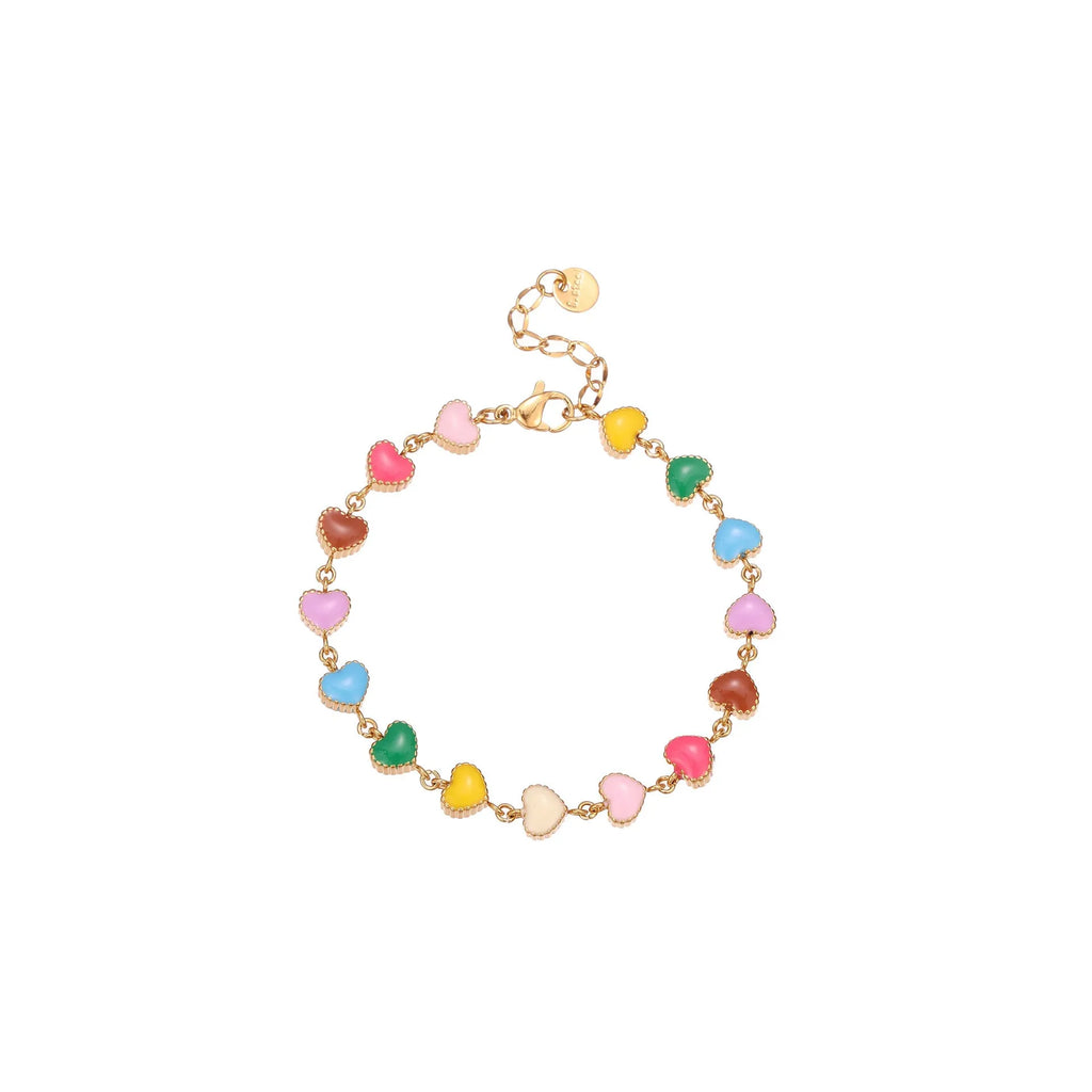 Women's heart-shaped stainless steel bracelet with 18K gold plating in gold and steel colour options