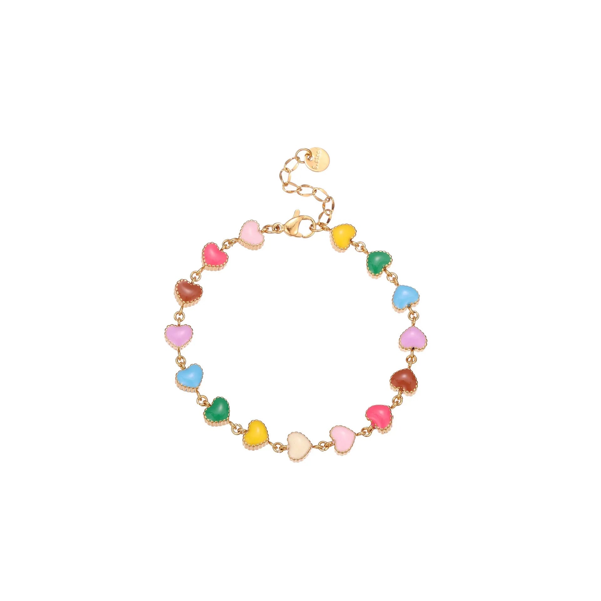 Women's heart-shaped stainless steel bracelet with 18K gold plating in gold and steel colour options