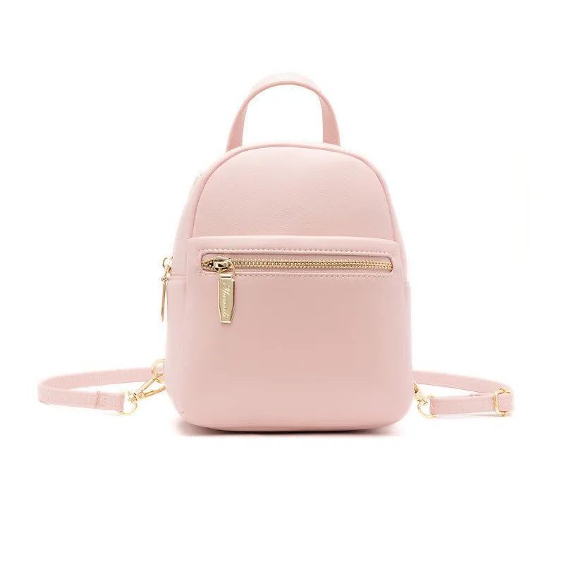 PU material mini backpack in street trend style with contrast colour and three-dimensional pocket