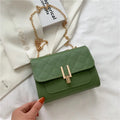 Women's PU leather crossbody bag with diamond lattice pattern in black, white, or green
