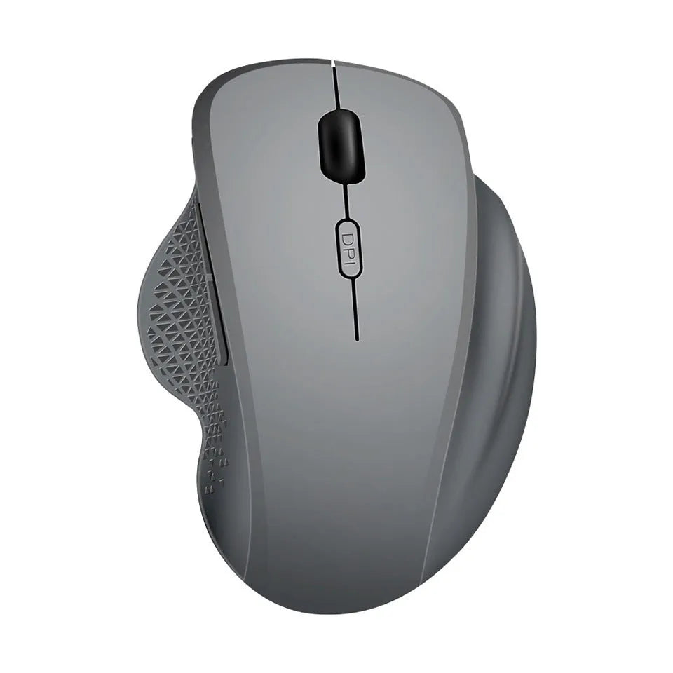 Self-charging wireless mouse for laptops with USB charging cable in black or grey colour