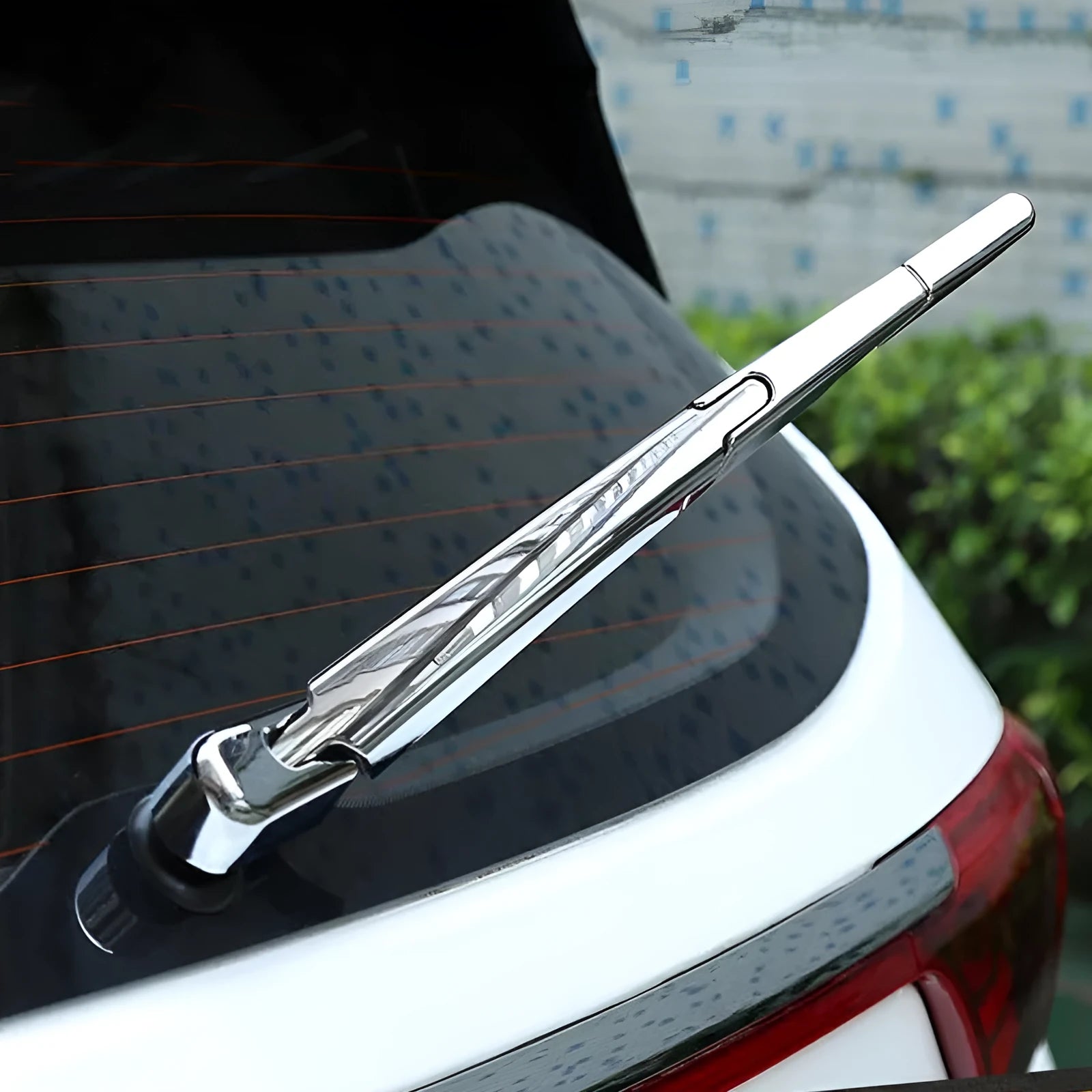 Four silvery ABS plastic rear window wiper trim covers for 2010 Hyundai vehicles