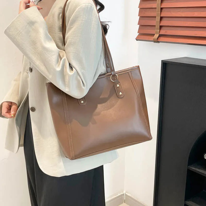 Korean style shoulder underarm bag in PU leather with sandwich pocket
