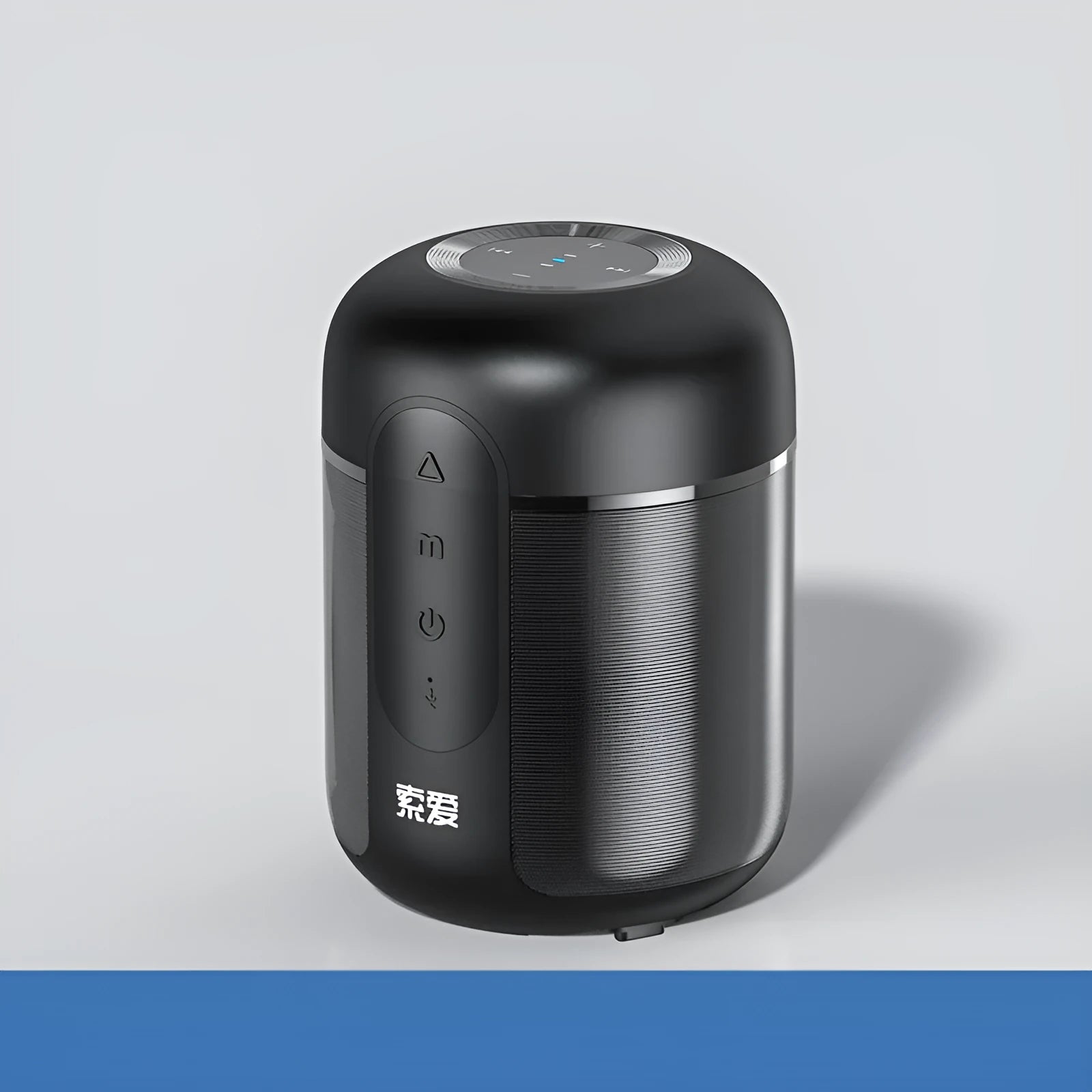 A compact black portable Bluetooth speaker measuring 72mm by 99mm.