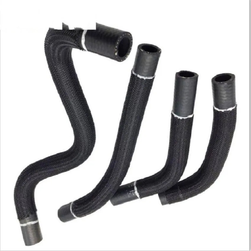 Black self-winding polyester mesh sleeve for automotive wire protection, showing its flexible, tubular construction.