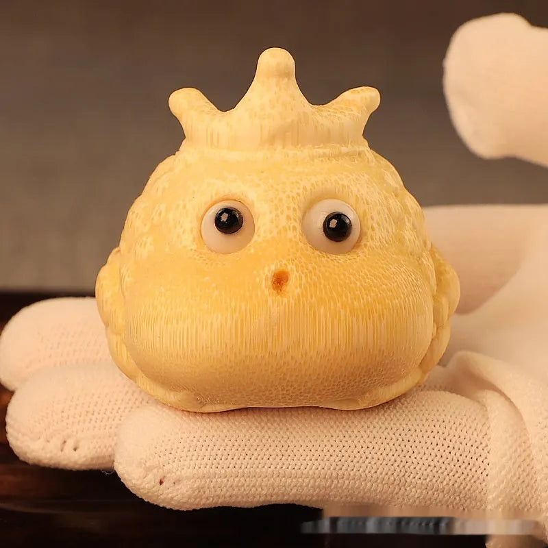 Solid bamboo carving of a Crown Princess toad ornament