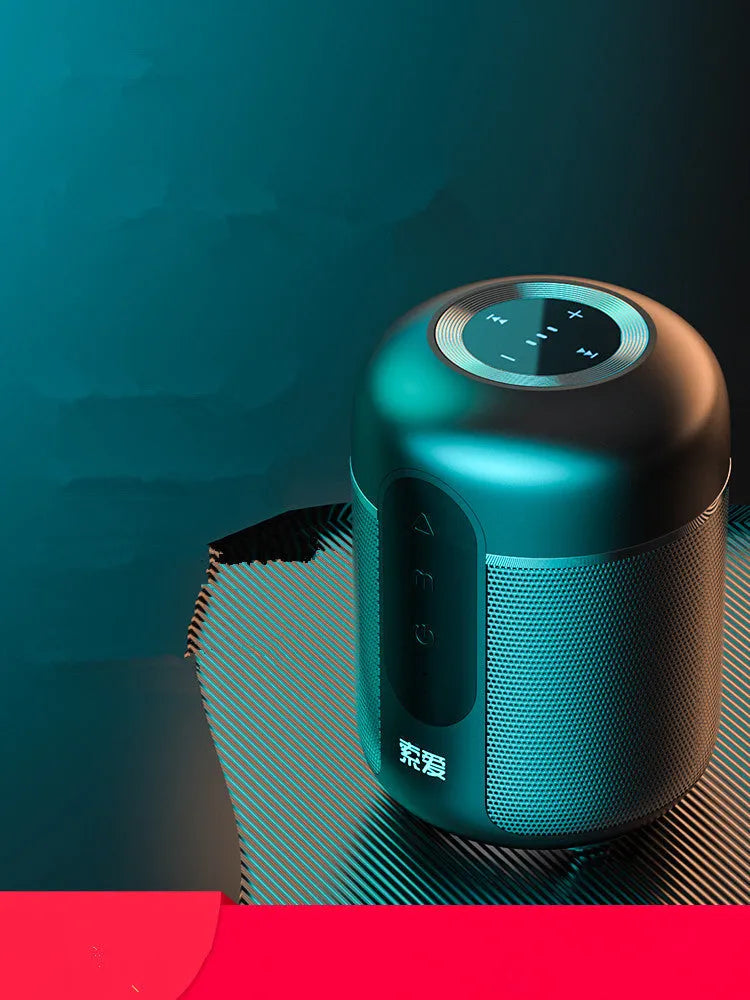 A compact black portable Bluetooth speaker measuring 72mm by 99mm.