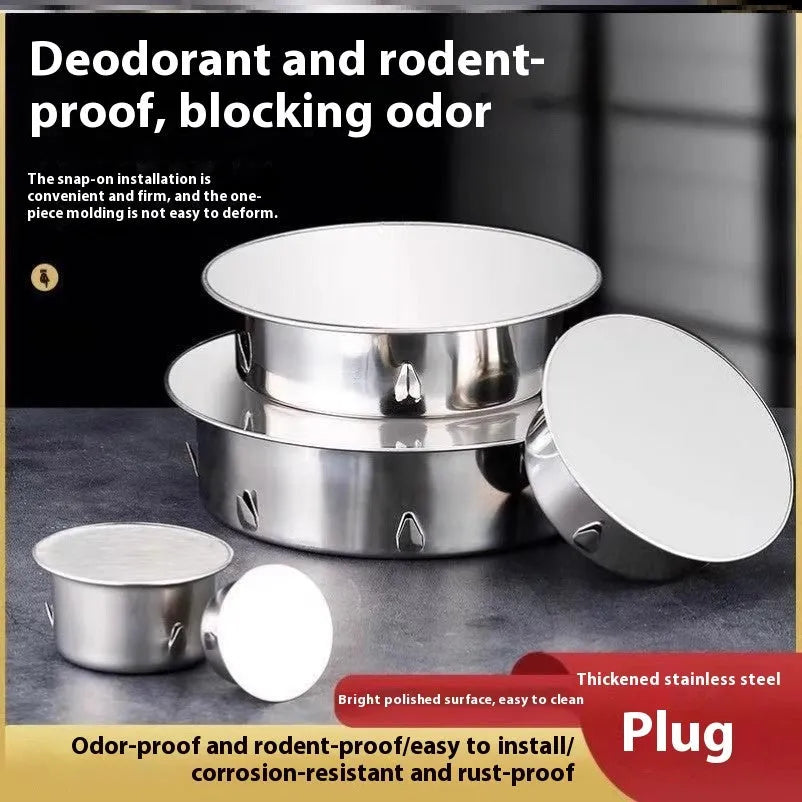 Stainless steel inlay floor drain cover with a deodorant seal and modern simple design.