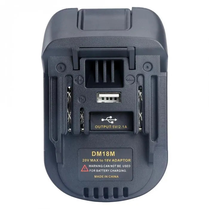 Black Milwaukee DM18M to Makita H99F battery adapter measuring 125x90x65 cm