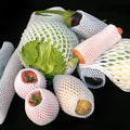 White foam fruit net protective cover with hybrid construction for shockproof fruit safeguarding